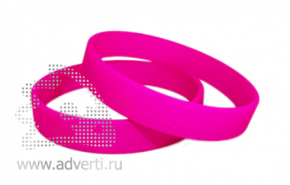 Силиконовый браслет, узкий, ярко-розовый