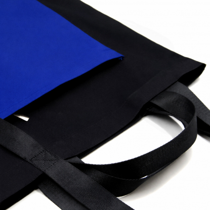 Шоппер Superbag Big Pocket, с карманом на молнии, черный с синим