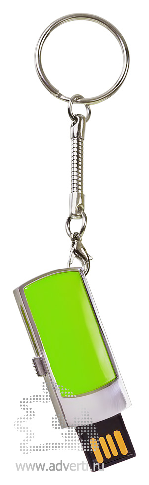 USB-флешка c выдвигающимся чипом, зеленая