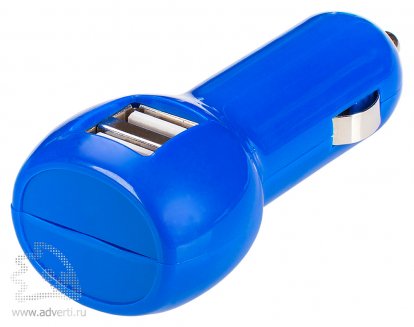 Автомобильное зарядное устройство с USB-разъемами Basic, синее