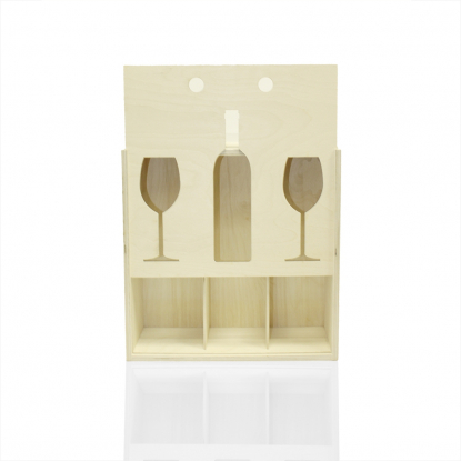 Деревянная упаковка для вина Романтика, вид спереди, в приоткрытом виде