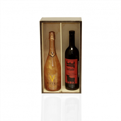 Деревянная упаковка для вина Дуэт, пример использования