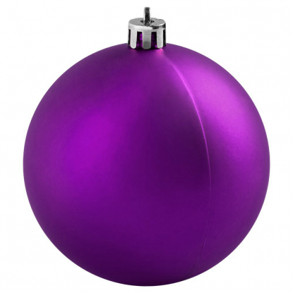 Пластиковый елочный шар, 80 мм, фиолетовый матовый