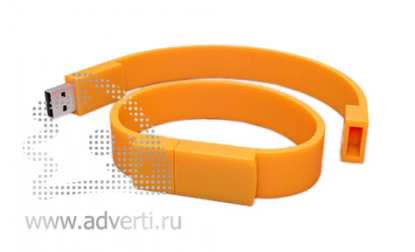 Силиконовый браслет-флешка на 16 Гб, оранжевый