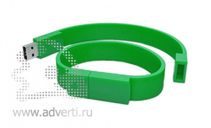 Силиконовый браслет-флешка на 16 Гб, зеленый