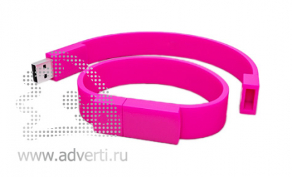 Силиконовый браслет-флешка на 16 Гб, ярко-розовый