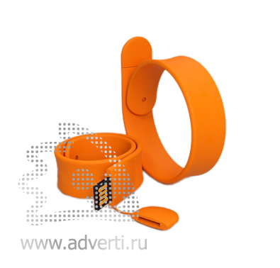 Силиконовый Slap браслет-флешка на 16 Гб, оранжевый