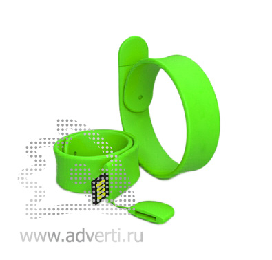Силиконовый Slap браслет-флешка на 16 Гб, светло-зеленый