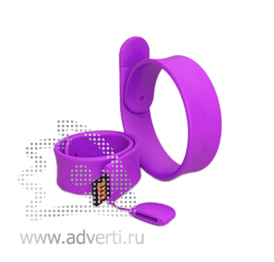 Силиконовый Slap браслет-флешка на 16 Гб, фиолетовый