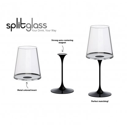 Хрустальный бокал для белого вина на магните Trebonn SplitGlass, 2 шт, 280 мл