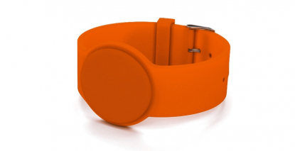 Силиконовый контрольный RFID браслет с застежкой, оранжевый