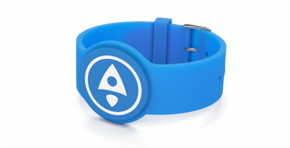 Силиконовый контрольный RFID браслет с застежкой, голубой, пример нанесения