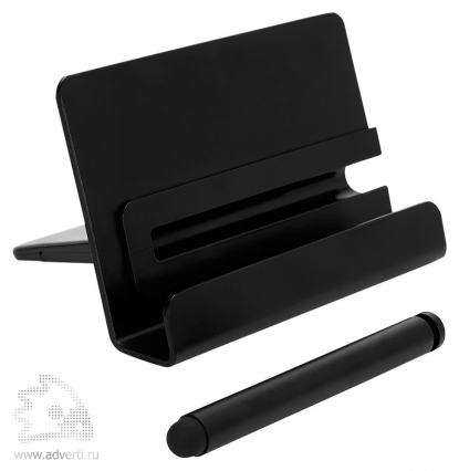 Алюминиевая подставка для телефона со стилусом, черная