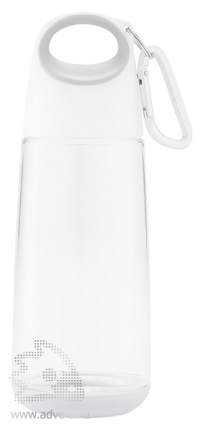 Бутылка для воды с карабином Bopp Mini прозрачная, белая с серым элементом