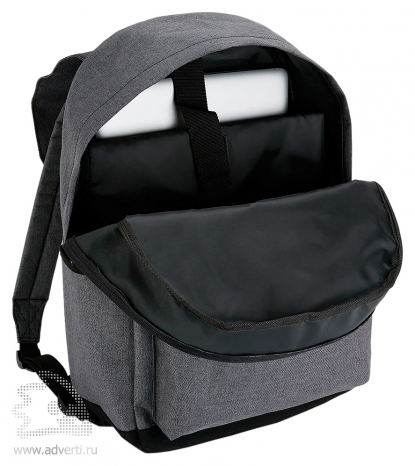 Стильный рюкзак для ноутбука с застежками на кнопках, открытый