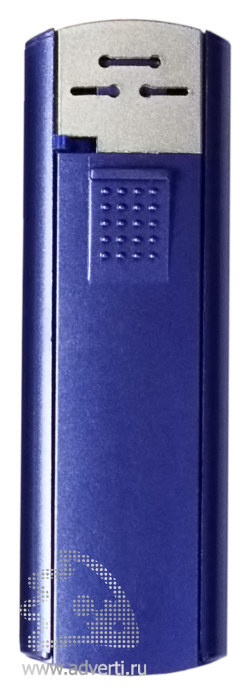 Зажигалка пьезо слайдер, с мерцающим покрытием, синий металлик 