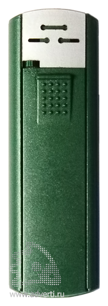 Зажигалка пьезо слайдер, с мерцающим покрытием, зеленый металлик 