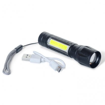 Фонарь светодиодный с USB-зарядкой, боковой лампой и стробоскопом, Damon