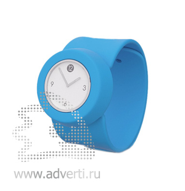 Силиконовые слэп-часы, комбирированные, светло-синие
