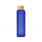 Стеклянная бутылка с бамбуковой крышкой Foggy, синяя