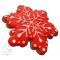 Имбирный пряник Снежинка шестиугольная с росписью в два цвета, красная