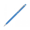 Ручка-стилус металлическая шариковая Jucy Soft soft-touch, голубая