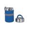 Термос с контейнерами и приборами для ланча, покрытие soft touch, синий, открытый