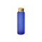 Стеклянная бутылка с бамбуковой крышкой Foggy, синяя