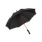 Зонт-трость Colorline с цветными спицами и куполом из переработанного пластика, черный с красным
