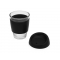 Стеклянный стакан с силиконовой крышкой и манжетой Monday, черный, открытый