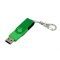 USB-флешка промо с поворотным механизмом и однотонным металлическим клипом, зеленая
