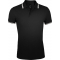 Рубашка поло мужская PASADENA MEN 200, с контрастной отделкой черная с белым