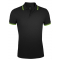 Рубашка поло мужская PASADENA MEN 200, с контрастной отделкой черный с ярко-зеленый
