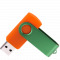 Флешка TWIST COLOR, оранжевая с зелёным