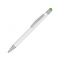 Ручка металлическая шариковая Flowery со стилусом, зеленая