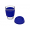 Стеклянный стакан с силиконовой крышкой и манжетой Monday, синий, открытый