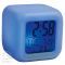  Часы Куб с термометром и меняющей цвет подсветкой, синия подсветка