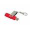 Флешка поворотный механизм c дополнительным разъемом Micro USB , красная, один разъем открыт