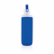 Стеклянная бутылка в силиконовом чехле, синяя, вид сбоку