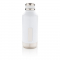 Герметичная вакуумная бутылка с шильдиком, белая, вид спереди