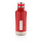 Герметичная вакуумная бутылка с шильдиком, красная, вид спереди
