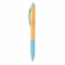 Ручка из бамбука и пшеничной соломы, голубая, вид сбоку
