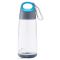 Бутылка для воды с карабином Bopp Mini прозрачная, серая с синим элементом