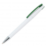 Ручка шариковая Zorro, пластиковая, белая с темно-зеленым