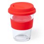 Стакан DURNOX с силиконовой крышкой, прозрачный с красным