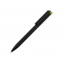 Ручка металлическая шариковая Taper Metal soft-touch, черная с зеленым яблоком