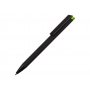 Ручка металлическая шариковая Taper Metal soft-touch, черная с зеленым яблоком