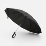 Зонт обратного сложения inLoop с ручкой-карабином, черный