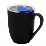 Кружка с крышкой Velvet Duo, софт-тач, чёрная с синим