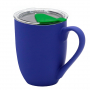 Кружка с крышкой Velvet Duo, софт-тач, тёмно-синяя с зеленым